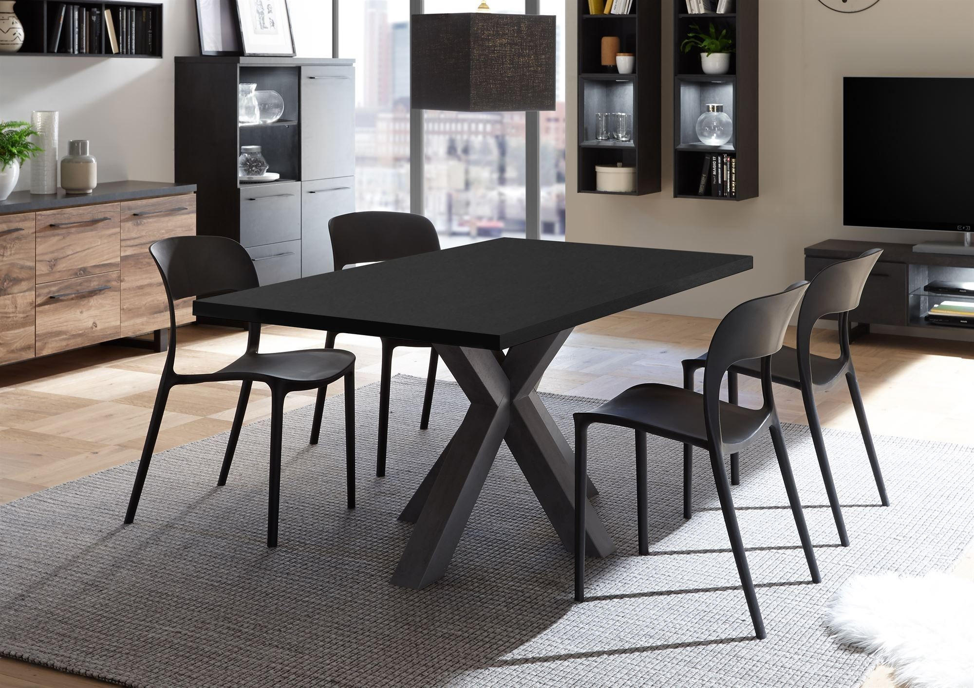 ESSZIMMERTISCH Elda 2 140 x 90 x 75 Esstisch Schwarzstahl - Schwarz, Holz (140/90/75cm) - 58aufmkessel