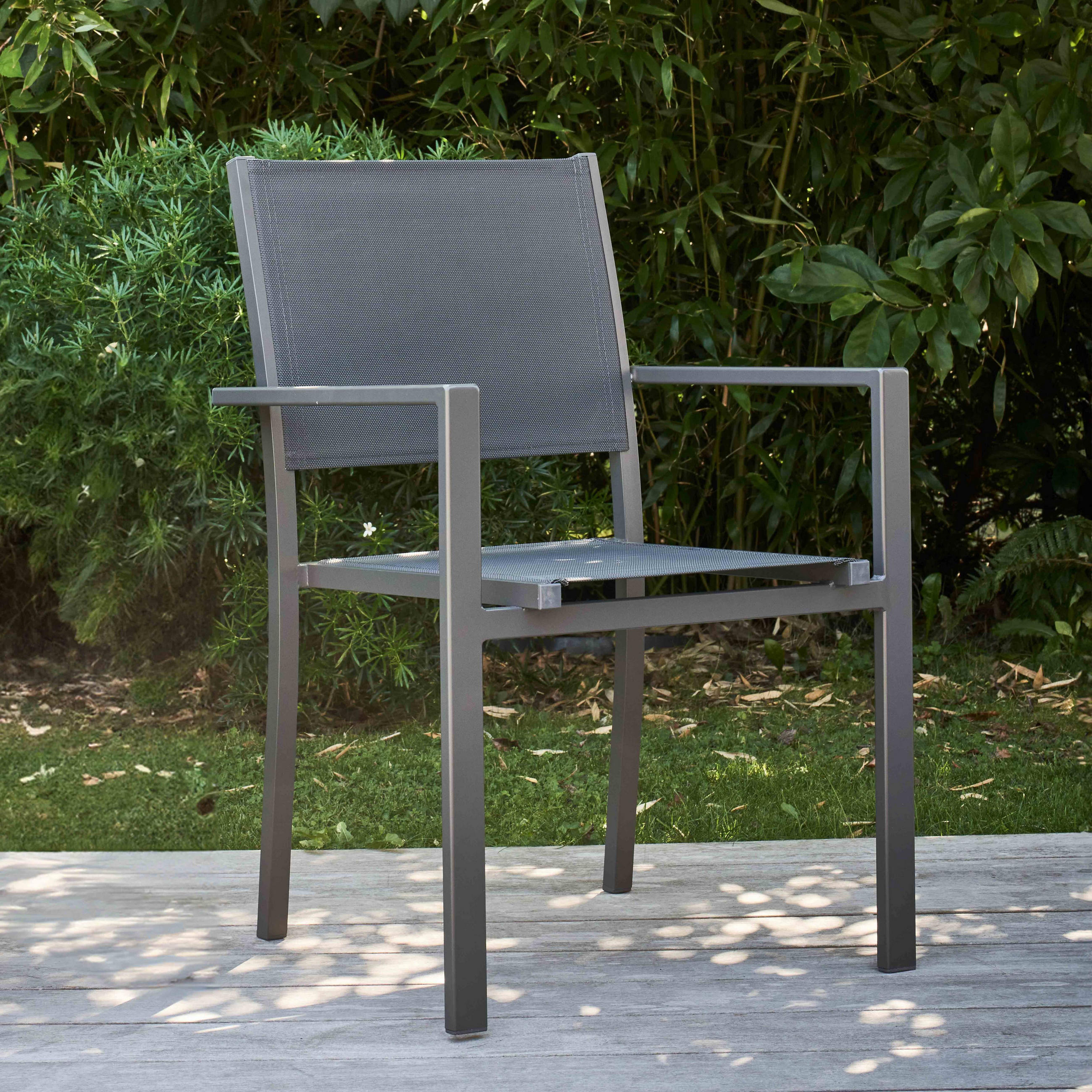 GARTENSTUHL, Grau - Grau, Metall (55/90/57cm) - Oviala