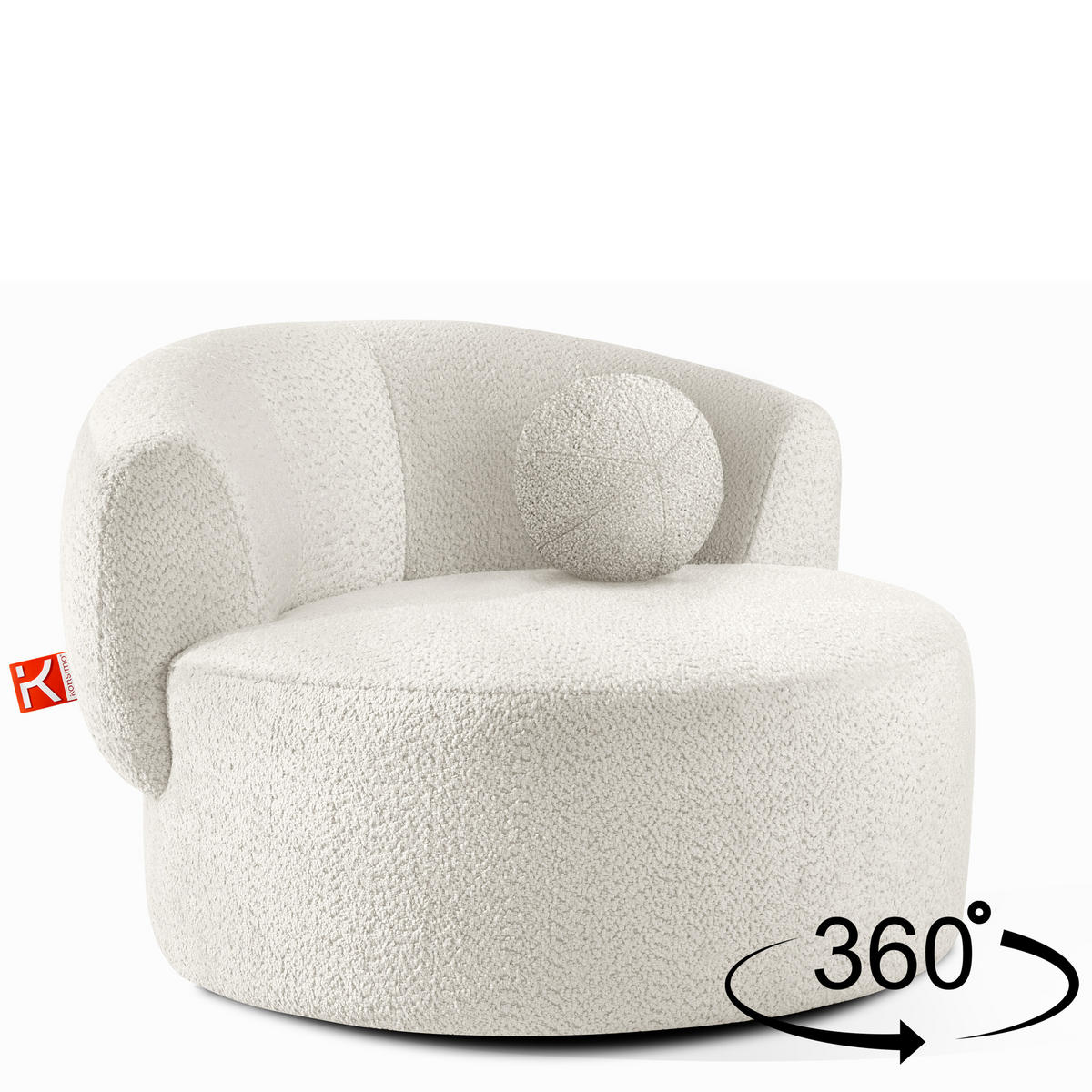 DREHSESSEL VIRA, Weiß, Chenille - Schwarz/Weiß, Holz/Holzwerkstoff (105/76/100cm) - KONSIMO®