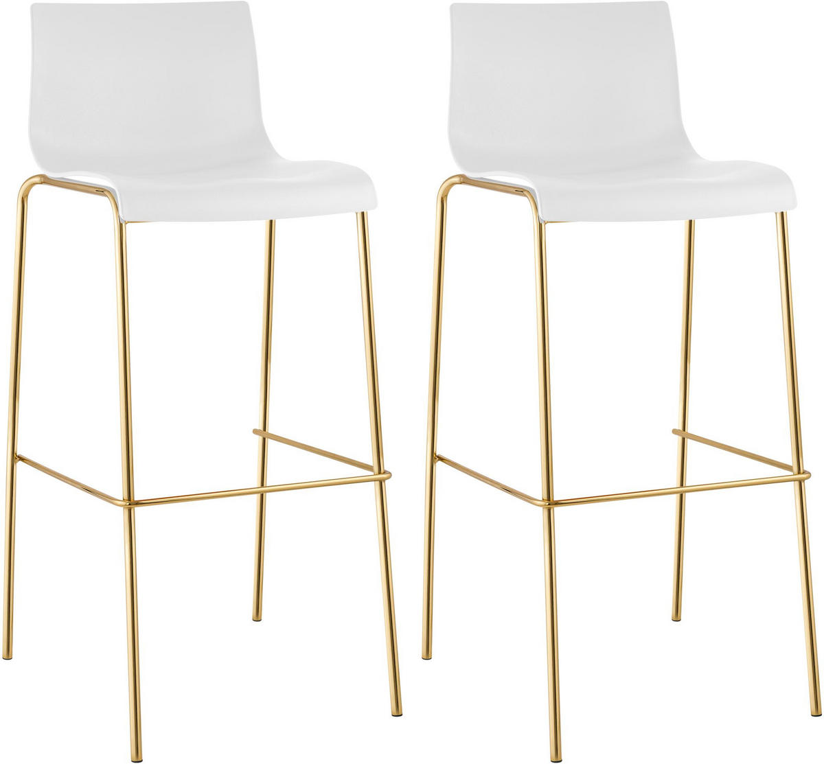 BARHOCKER 2er Set Kunststoff Weiß - Goldfarben/Weiß, Kunststoff/Metall (43/100/48cm) - CLP