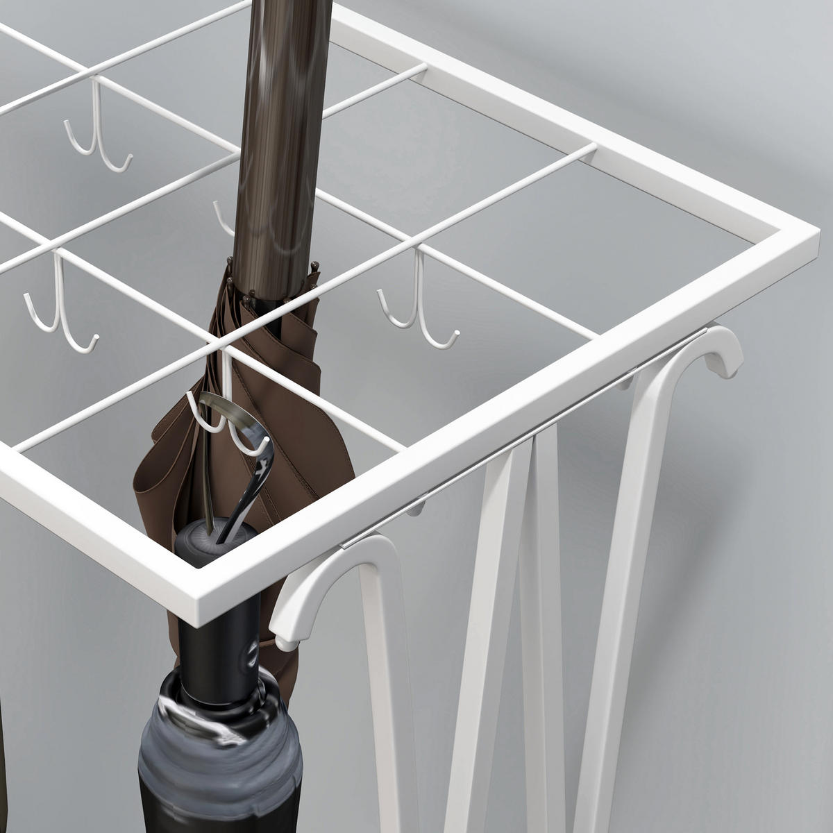 SCHIRMHALTER Stahl Weiß - Weiß, Metall (24/68/50cm) - HOMCOM