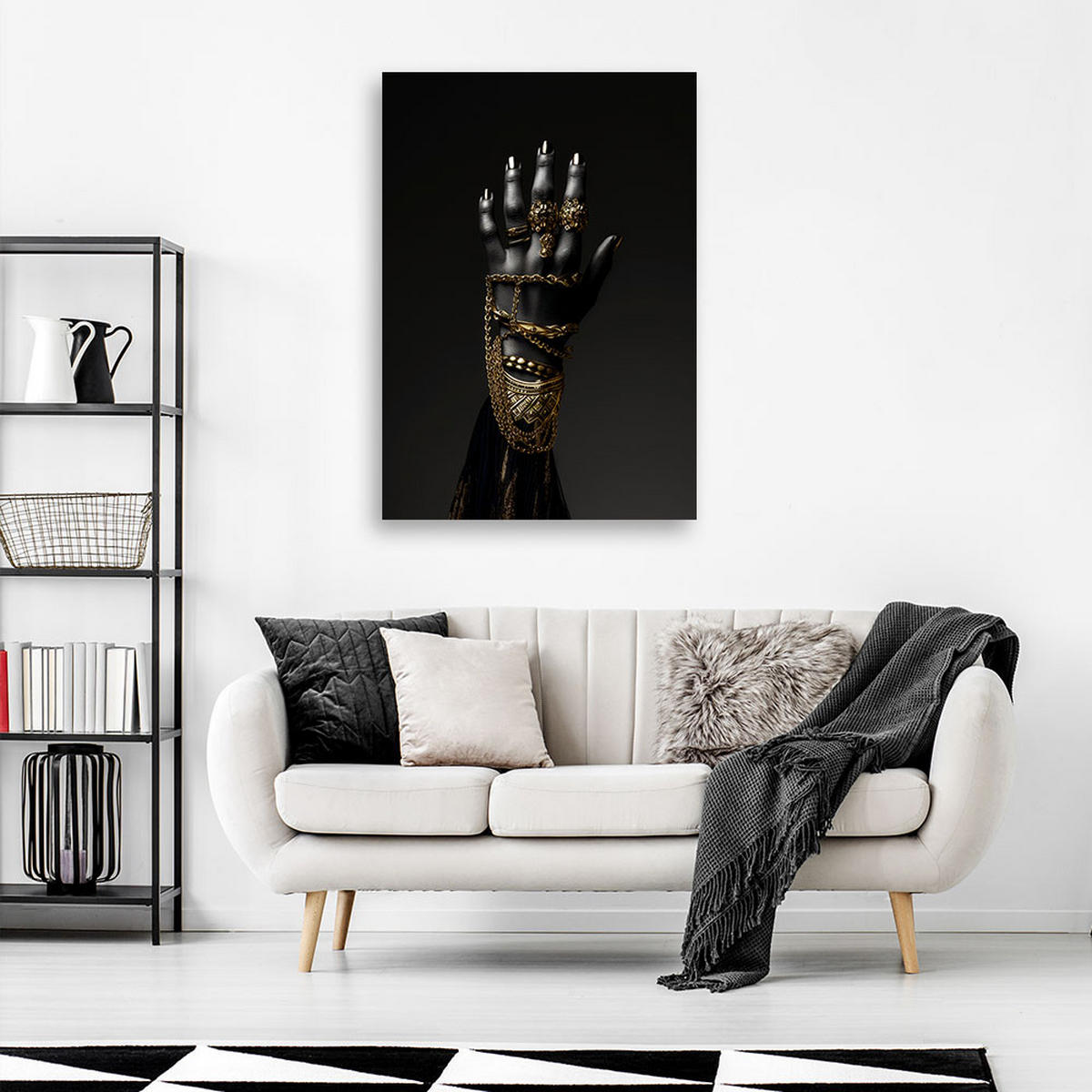 LEINWANDBILD Gold-Schmuck 80x120cm - Schwarz, Textil (80/120cm) - Feeby