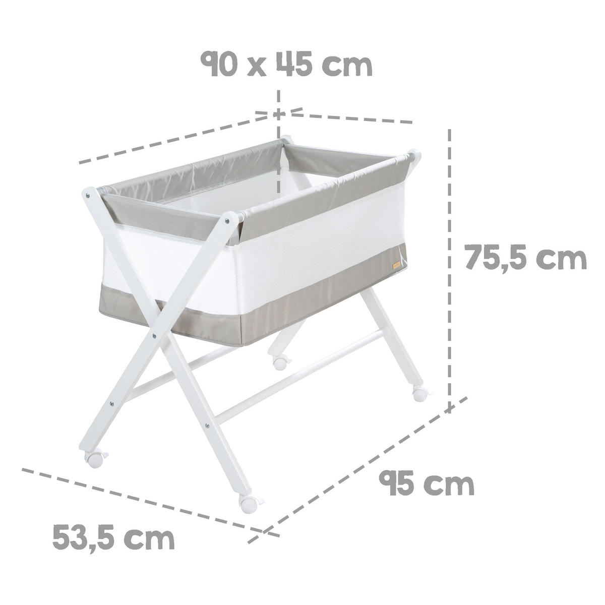BEISTELLBETT 85 x 45 cm - Weiß, Holzwerkstoff (45/85cm) - Roba