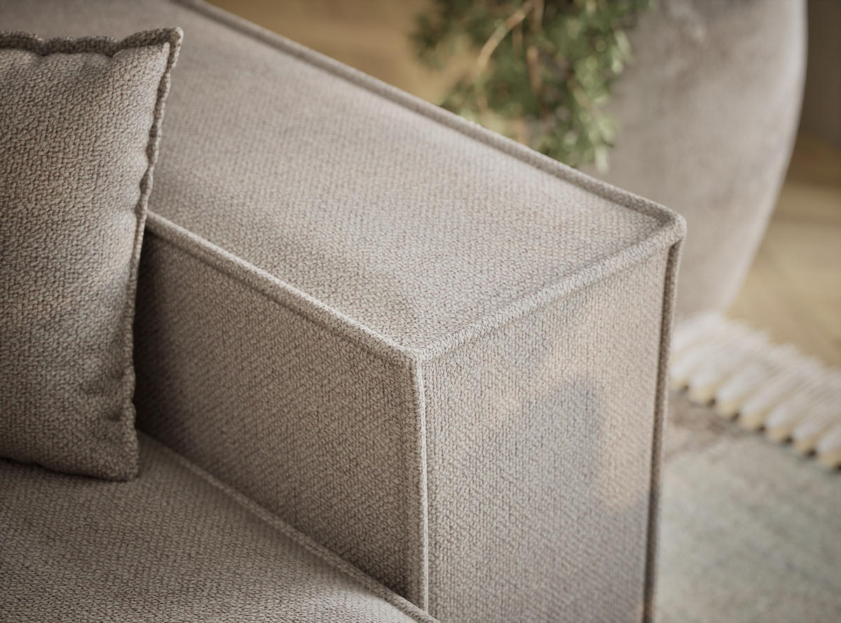 ECKSOFA MIT SCHLAFFUNKTION Moyo Seidengrau Webstoff - Beige/Schwarz, Holz/Holzwerkstoff (255/148cm) - Maison de Reve