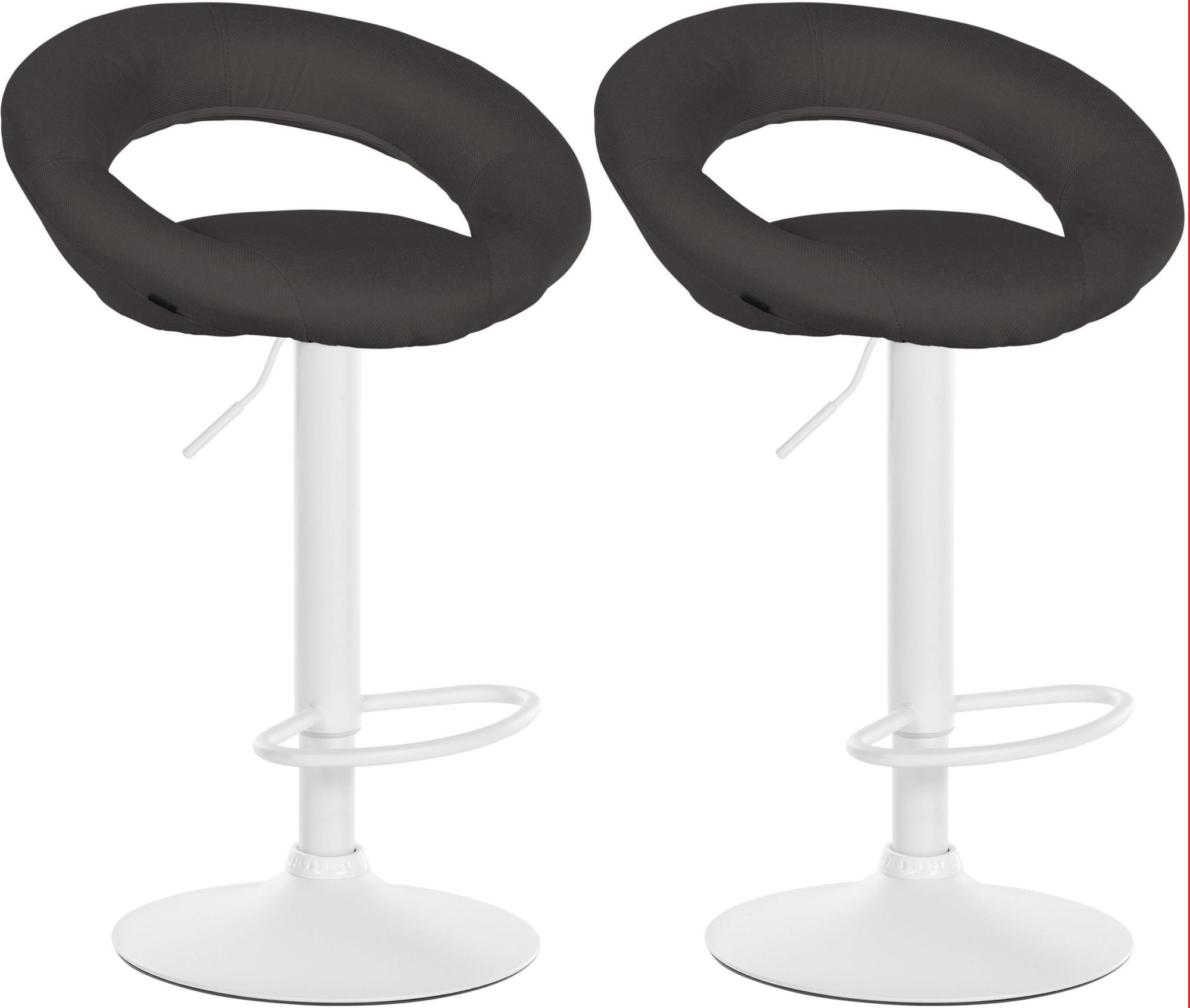 BARHOCKER 2er Set Stoff dunkelgrau - Dunkelgrau/Weiß, Textil/Metall (52/77/47cm) - CLP