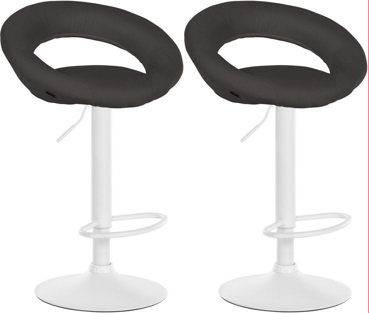 BARHOCKER 2er Set Stoff dunkelgrau - Dunkelgrau/Weiß, Textil/Metall (52/77/47cm) - CLP