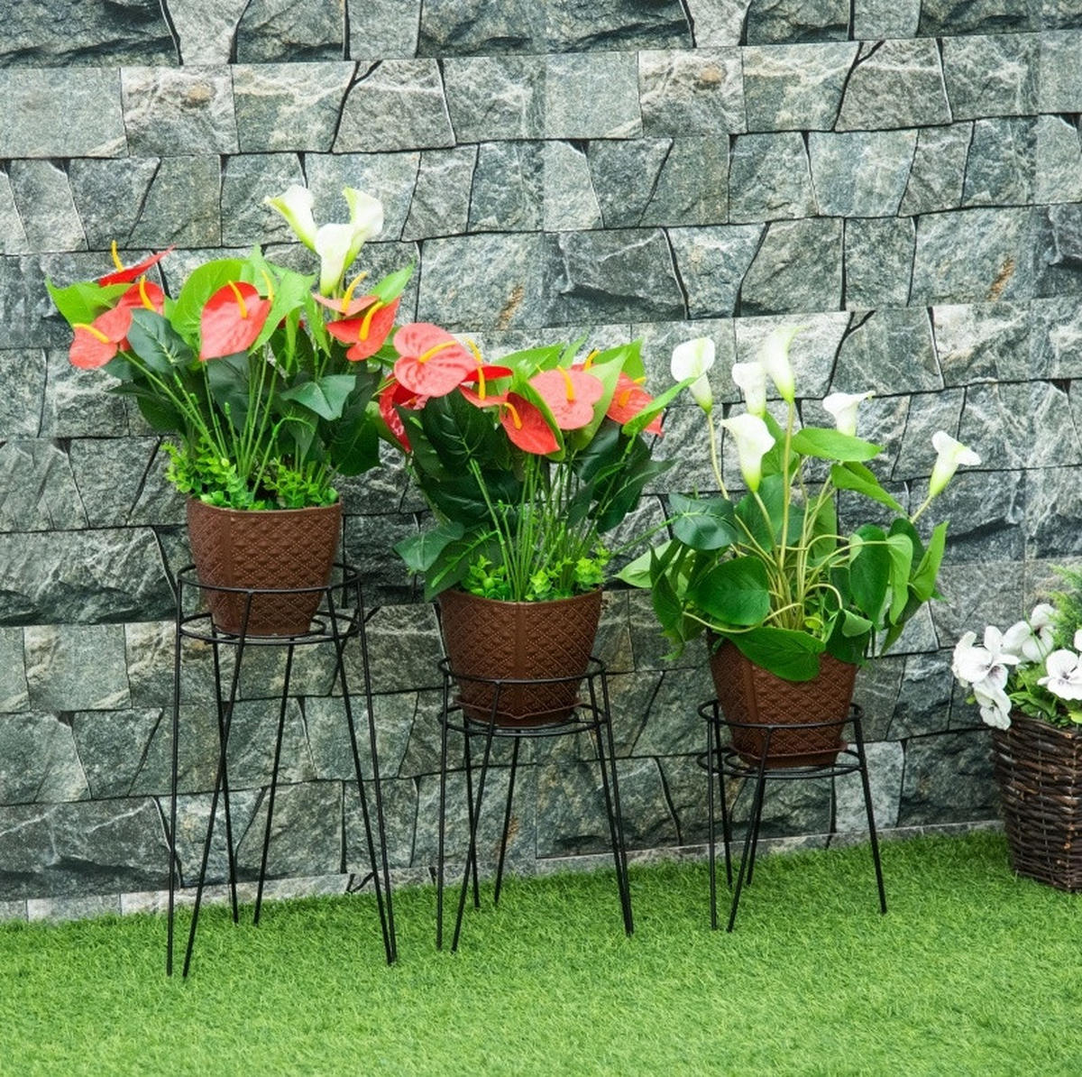 BLUMENTREPPE aus Stahl 21x20x23,5-26x23x42 cm in Schwarz - Schwarz, Metall (23/42/26cm) - Modfu