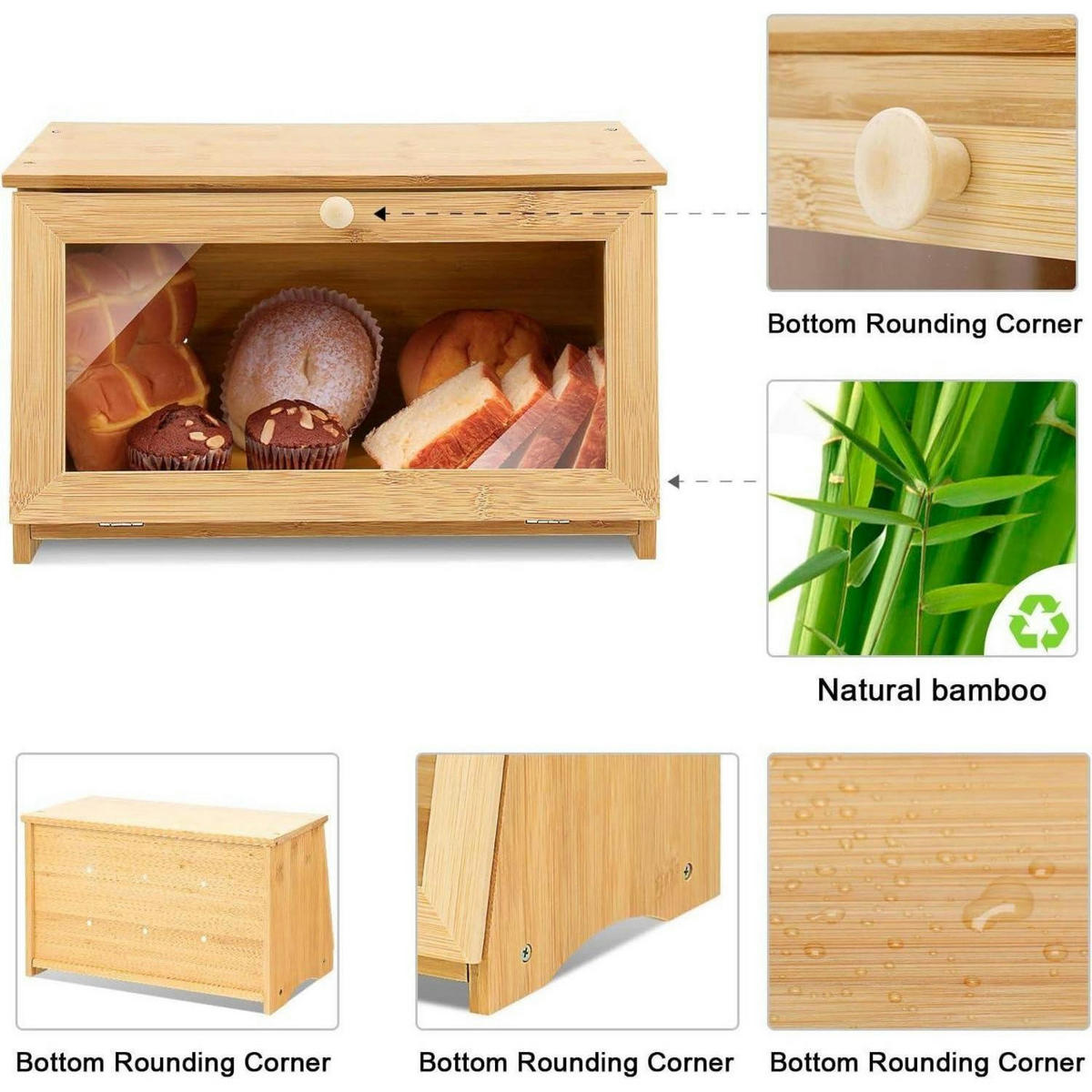 BROTKASTEN Bambus 39 x 21 x 23 cm - Hellbraun, Naturmaterialien (21/23/39cm)