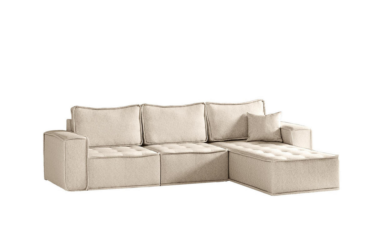 ECKSOFA Sande In Raven - Creme, Holzwerkstoff/Textil (292/192cm) - Fun Möbel