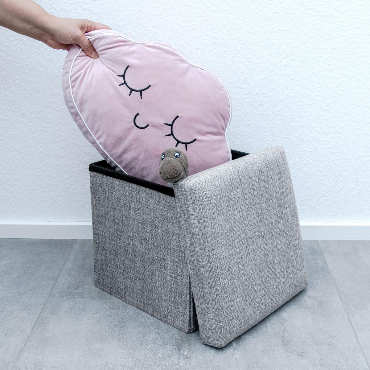 SITZBOX Faltbar 30/30/30 cm (Grau) - Grau, Textil (30/30/30cm) - Intirilife