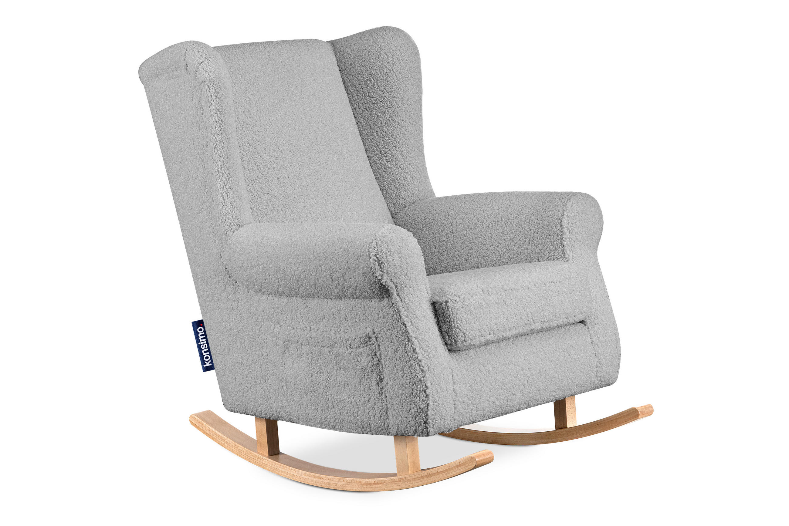 SCHAUKELSESSEL TULES mit Tasche für kleine Gegenstände, grau - Eichefarben/Grau, Eichenholz/Holzwerkstoff (80/105/105cm) - KONSIMO®