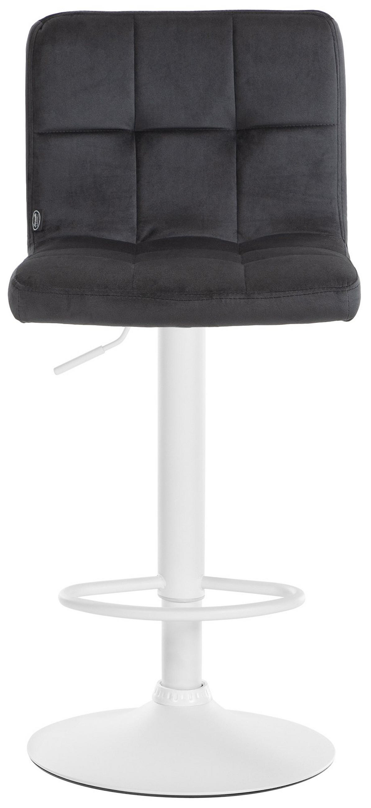 BARHOCKER Peran Samt weiß schwarz - Chromfarben/Schwarz, Textil/Metall (46/114/47cm) - TPFLiving