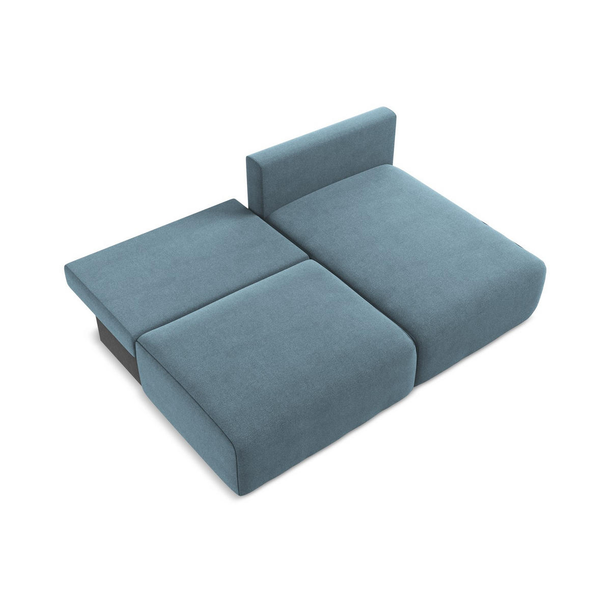ECKSOFA mit Schlaffunktion rechts Strukturstoff Stoff Blau - Blau/Schwarz, Kunststoff/Textil (210/149cm) - LaMiaSofa