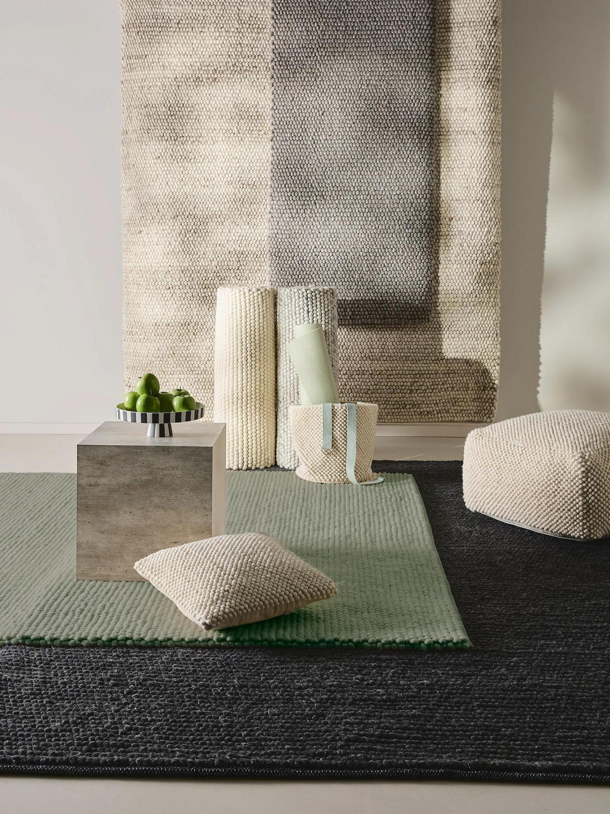 VOLNENA preproga Beads siva 120x170 cm - siva, tekstil/naravni materiali (120/170cm) - benuta Pure