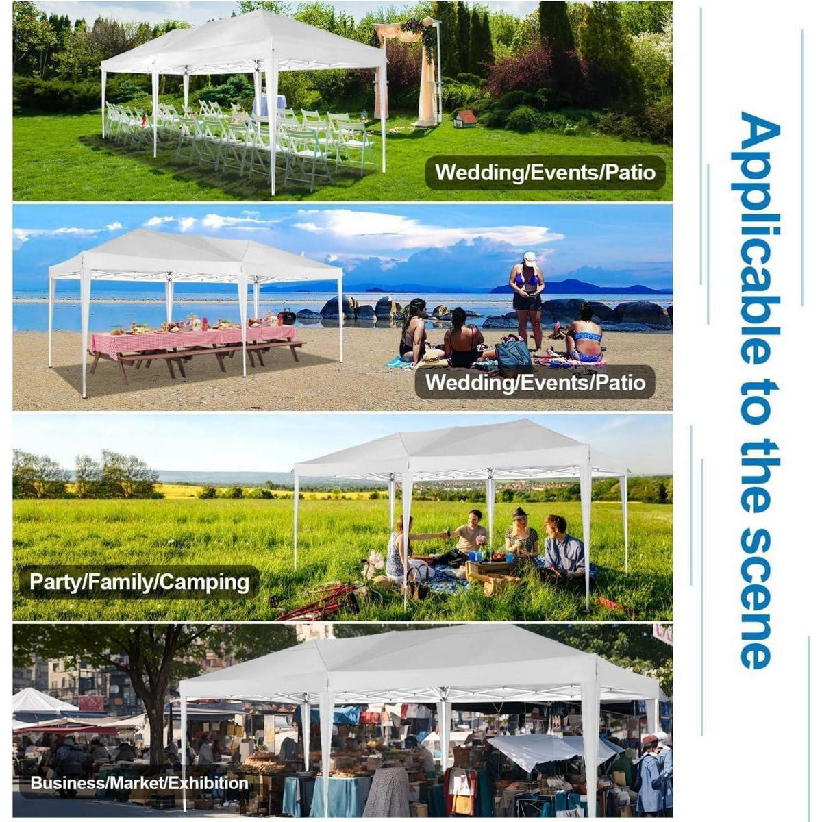 POP-UP Faltpavillon 3 x 6 m weiß mit 6 Seitenteilen - Weiß, Textil (300/274/600cm)