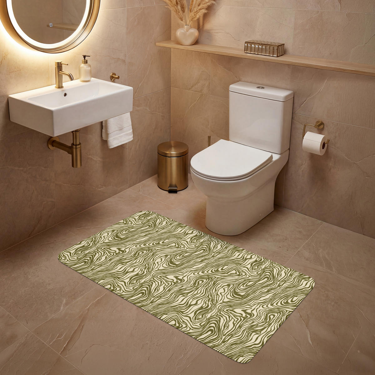 WC PŘEDLOŽKA Abstraktní - Mramor - Zelený 120x60 cm - tmavě zelená, textil/plast (120/1cm) - OnlyWow