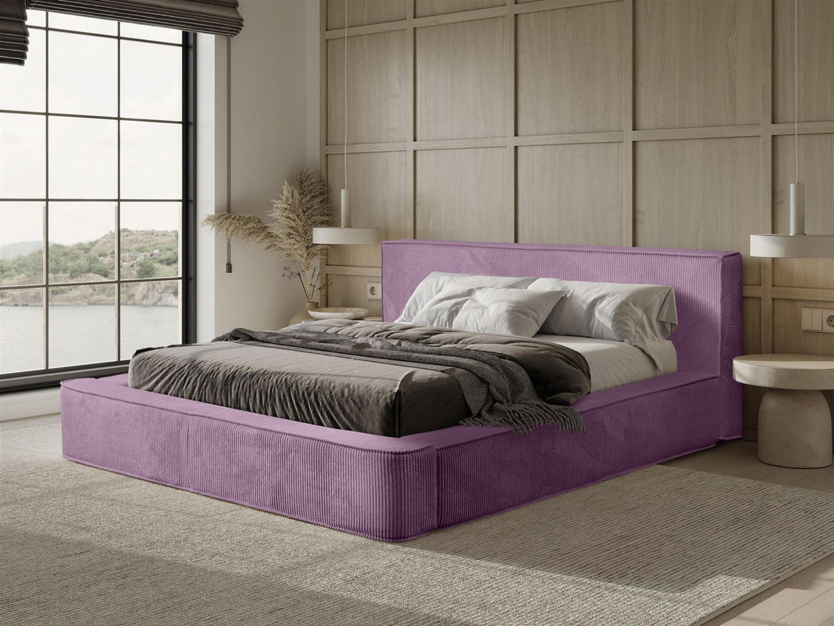 POLSTERBETT Modesto Stoff Lincoln - Flieder, Holzwerkstoff/Textil (180/200cm) - Fun Möbel