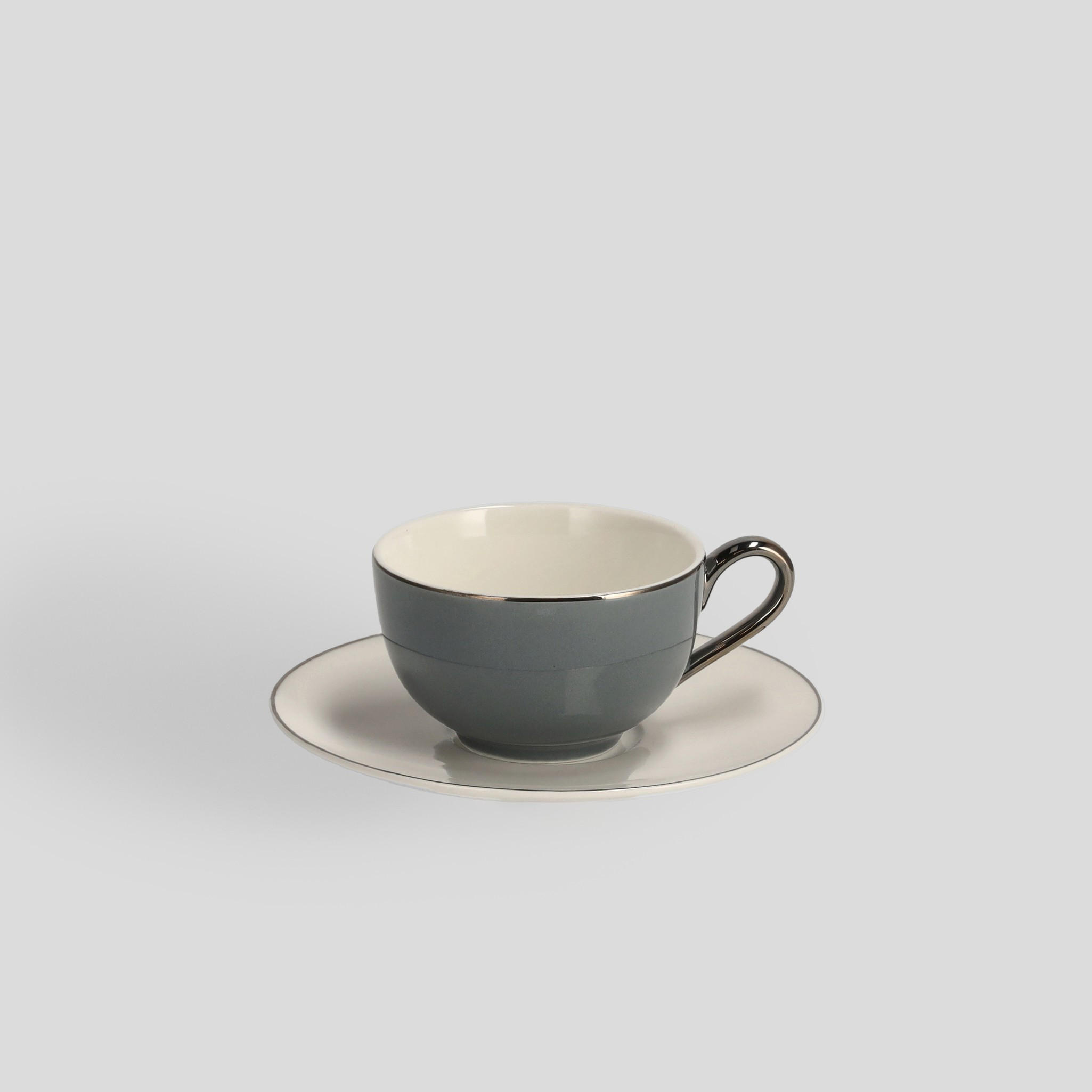 TASSE MIT UNTERTASSE Voliano - Hellblau, Keramik (0.14L) - home&you