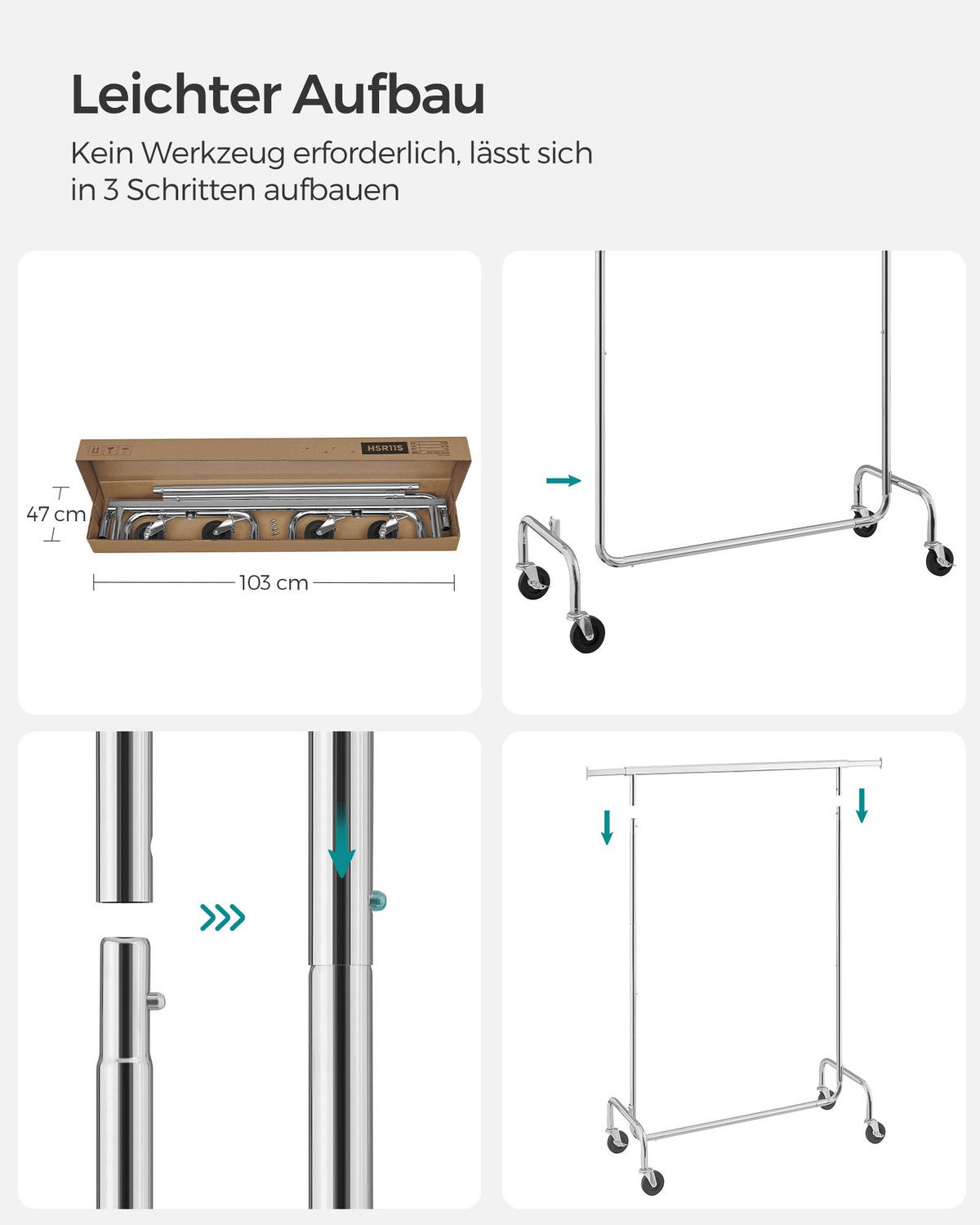 SCHWERLASTREGAL PRAIA - Silberfarben, Metall (150/160/45cm) - Hansiro