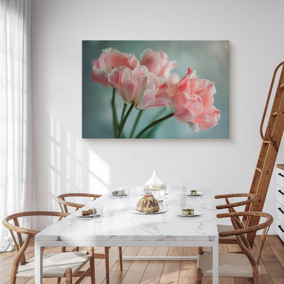 LEINWANDBILD für Wohnzimmer Blumen Tulpen Pflanzen Natur 30cm x 20cm - Blau/Rosa, Textil (30/20cm) - Muralo