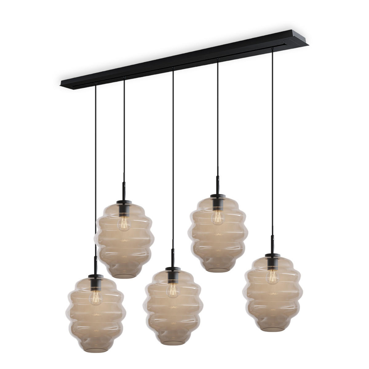 HÄNGELEUCHTE Echos 5-flammig Klar Ø 25cm - Klar/Schwarz, Glas (25/25/28cm) - s.luce
