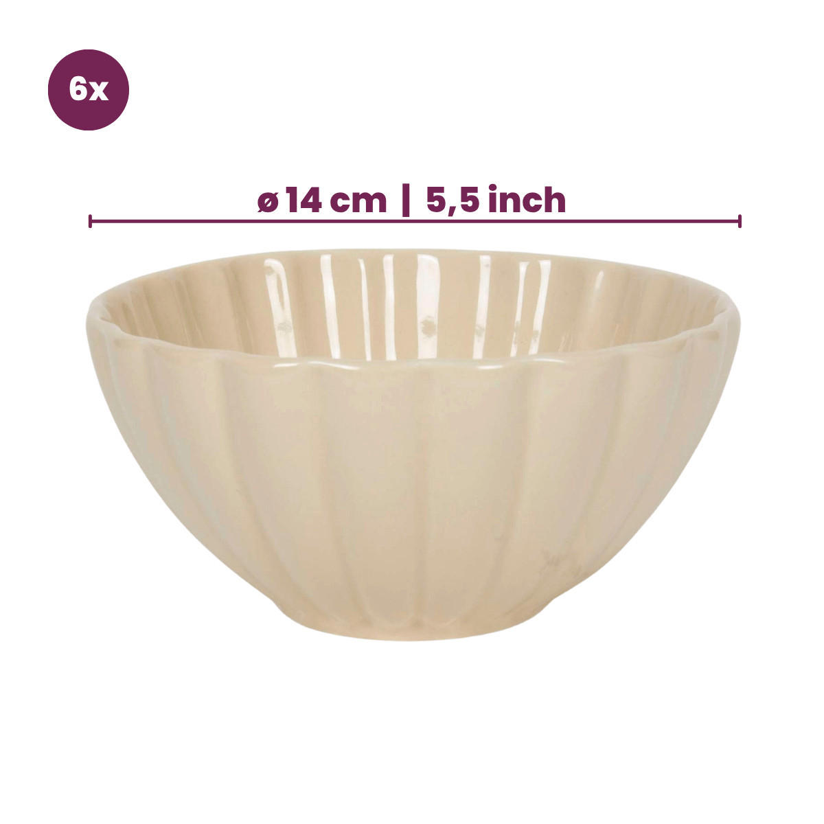 SCHÜSSEL Suppenn / n Cardida Beige ø 14 cm - 6 Stück - Beige, Keramik - Cookinglife
