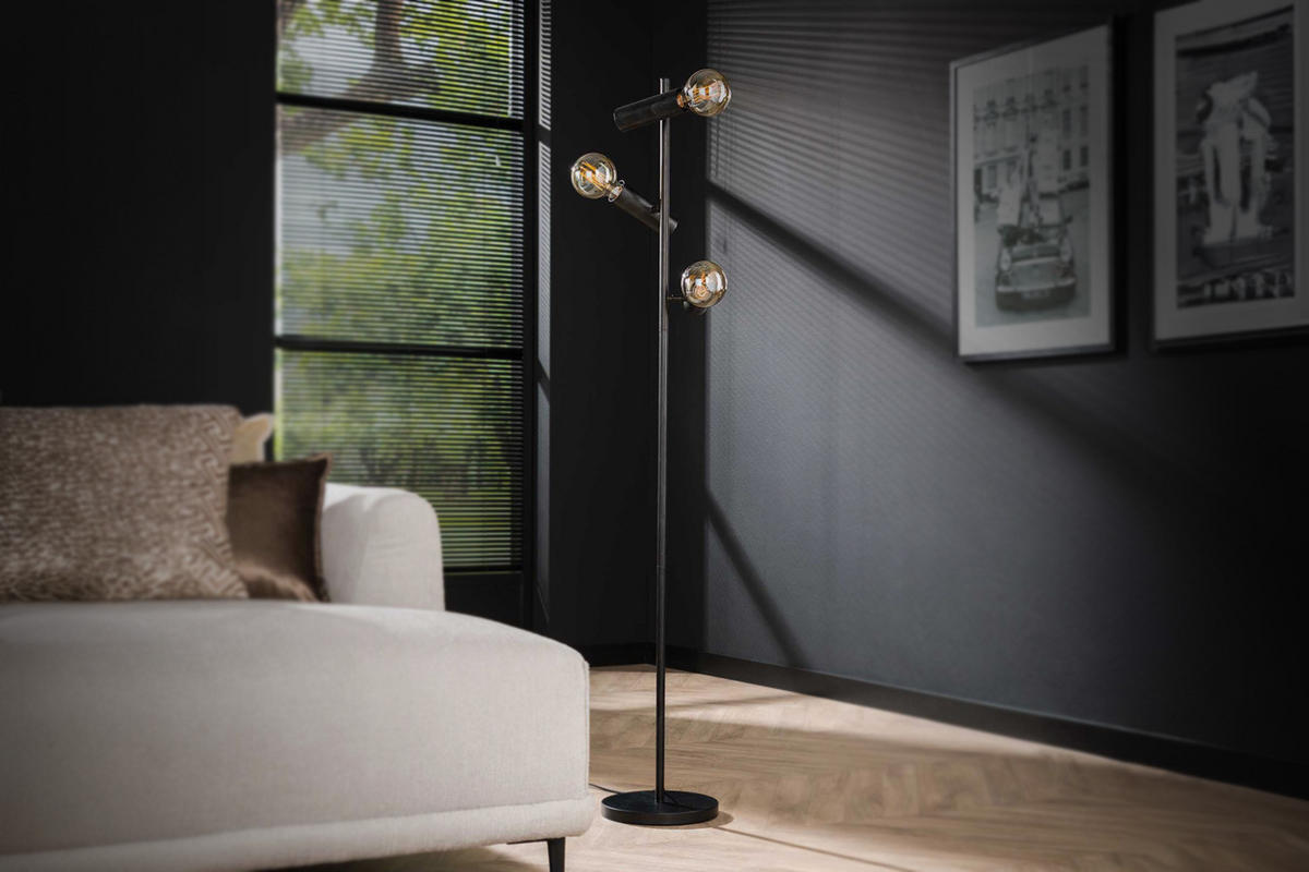STEHLAMPE HAORA Schwarz Metall - Schwarz, Metall (39/39/155cm) - KAWOLA