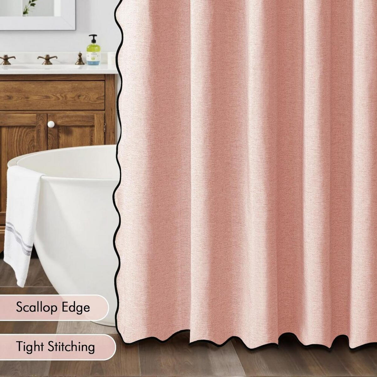 DUSCHVORHANG, rosa, 200 x 180 cm, Leinen - Rosa, Textil (180/200cm) - Authentics