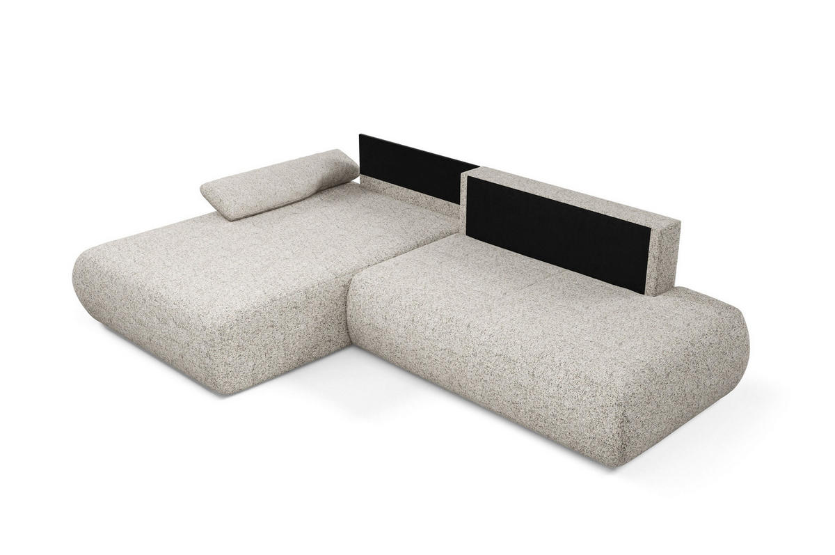 ECKSOFA DELTA L-S Beige Geflochtener Stoff mit Schlaffunktion - Beige, Holz (286/173.5cm) - MASSENO