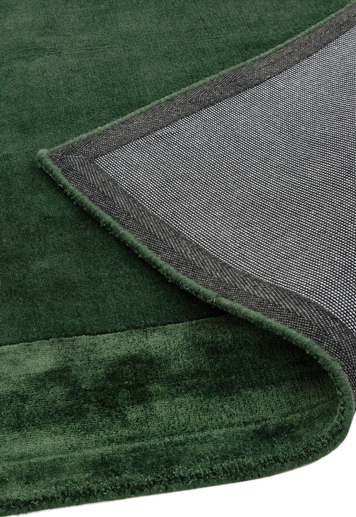 TEPPICH Wolle handgewebt einfarbig mit Viskosebordüre TYNE, Grün 160x230 cm - Grün, Textil (160/230cm) - KADIMA DESIGN
