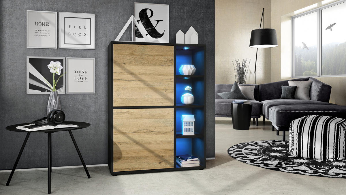 HIGHBOARD Cuba Türen in Eiche Natur - Eichefarben, Holzwerkstoff (79/105.5/35.5cm) - Vladon