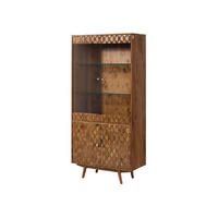 VITRINE Akazie 90x42x190 Akazie natur lackiert MOSAYK #114 - Braun, Holz (90/190/42cm) - Massivmoebel24