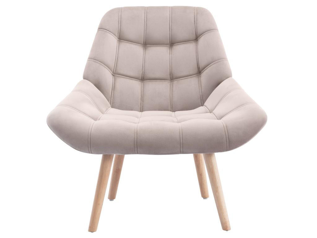 SESSEL - Samt - Beige - LUOSTO - Beige, Textil (79/83/87cm) - Vente-Unique