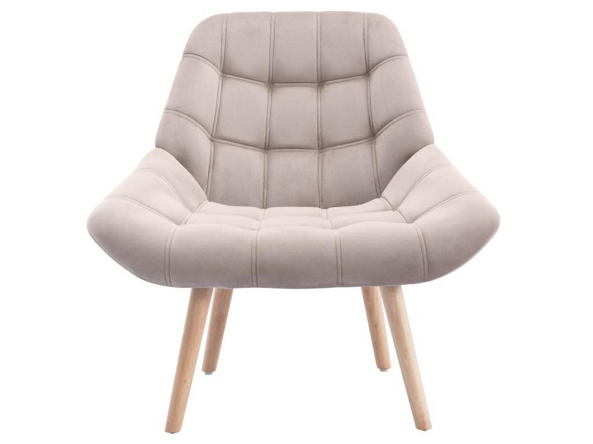 SESSEL - Samt - Beige - LUOSTO - Beige, Textil (79/83/87cm) - Vente-Unique
