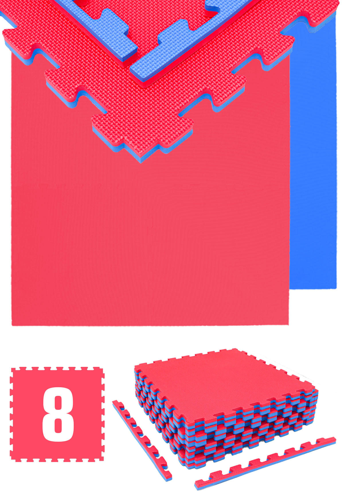 BODENSCHUTZMATTE 63x63x2 cm, Blau, 8er Set - Blau, Kunststoff (63/63/2cm) - eyepower