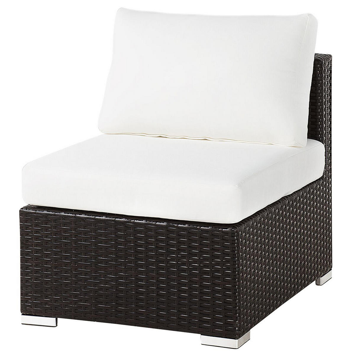 LOUNGE-SET 8-Sitzer braun linksseitig modular Auflagen beige XXL - Dunkelbraun/Beige, Kunststoff - Beliani