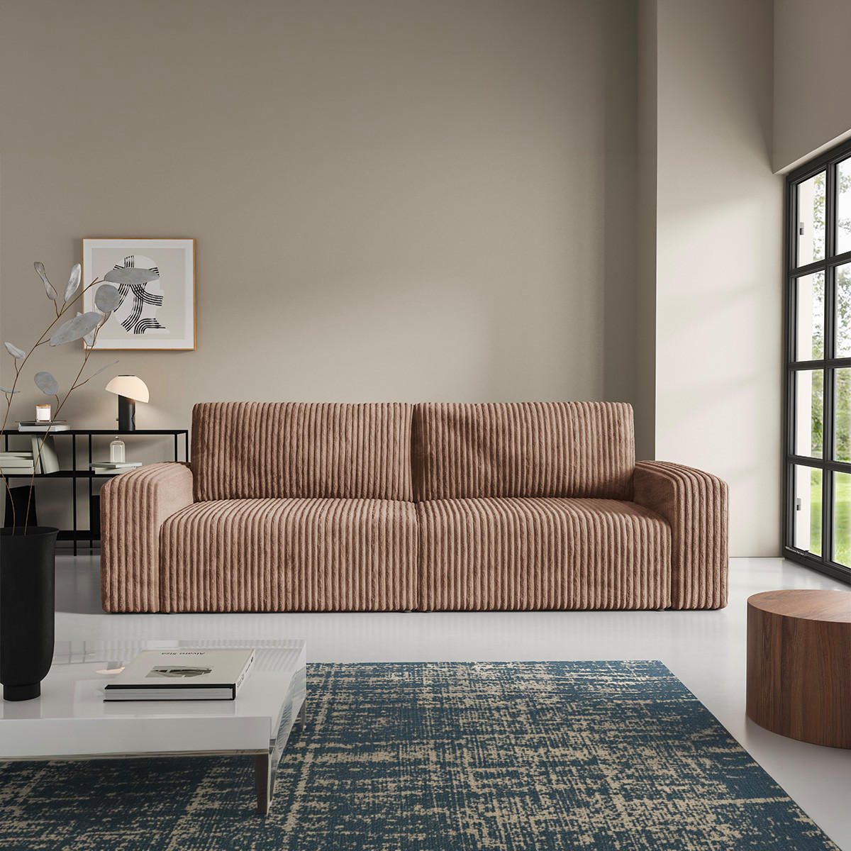 SOFA Angela 3 Sitzplätze Hellbraun - Braun, Holz (252/86/105cm) - Petits-meubles