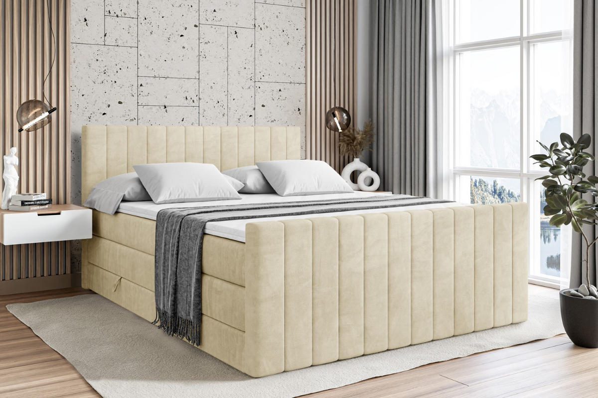 BOXSPRINGBETT EDITA-Z KING - 140x200 - H3/H4 - Beige - Beige, Holzwerkstoff (140/200cm) - ALTDECOR