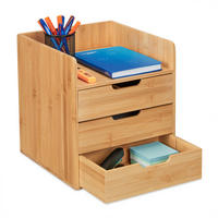 SCHREIBTISCH-ORGANIZER - Hellbraun, Holz/Holzwerkstoff (31/30/33cm) - Relaxdays