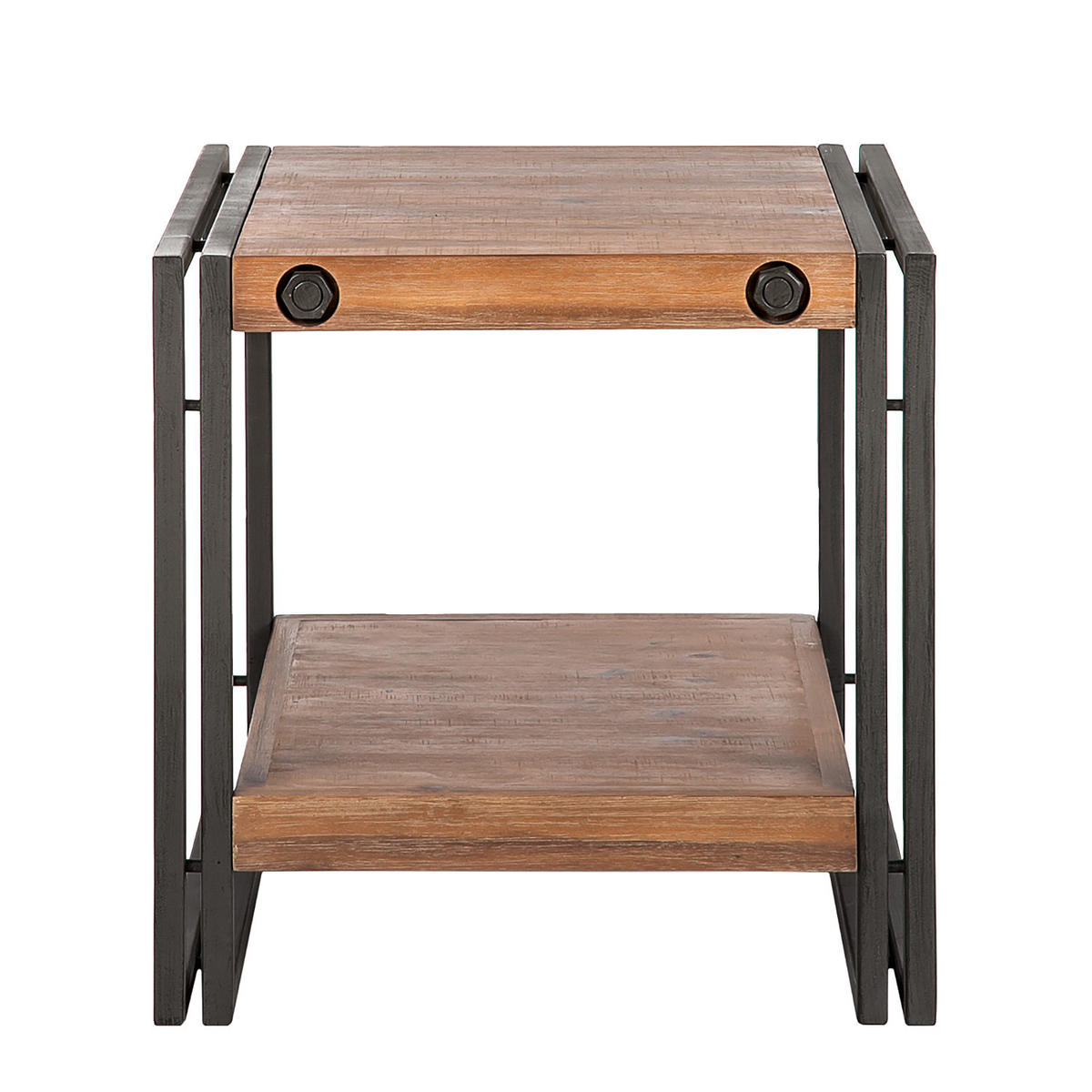 BEISTELLTISCH - Akazie massiv / Metall - Akaziefarben, Holz (50/50/50cm) - home24