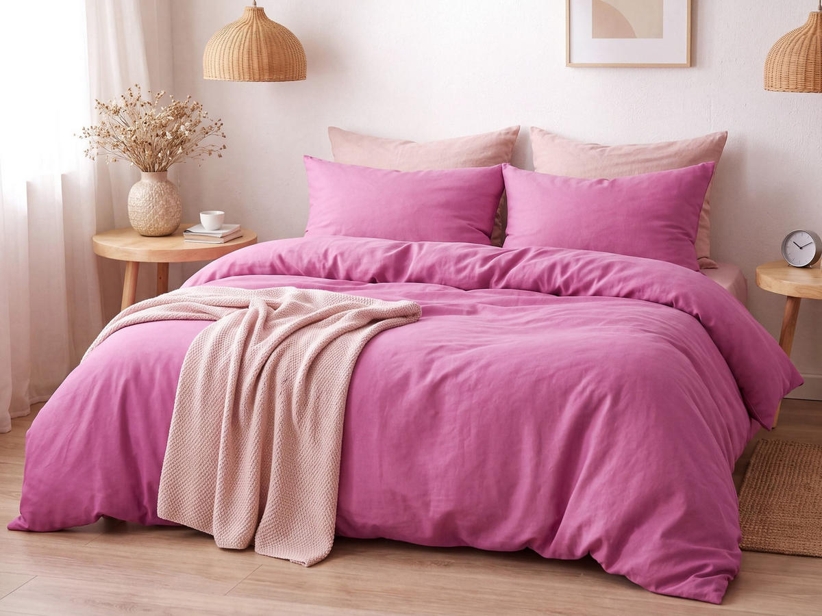 KOMPLET POSTELJNINE Harmonridge 220x240 cm - pink, tekstil (220/240cm) - Beliani
