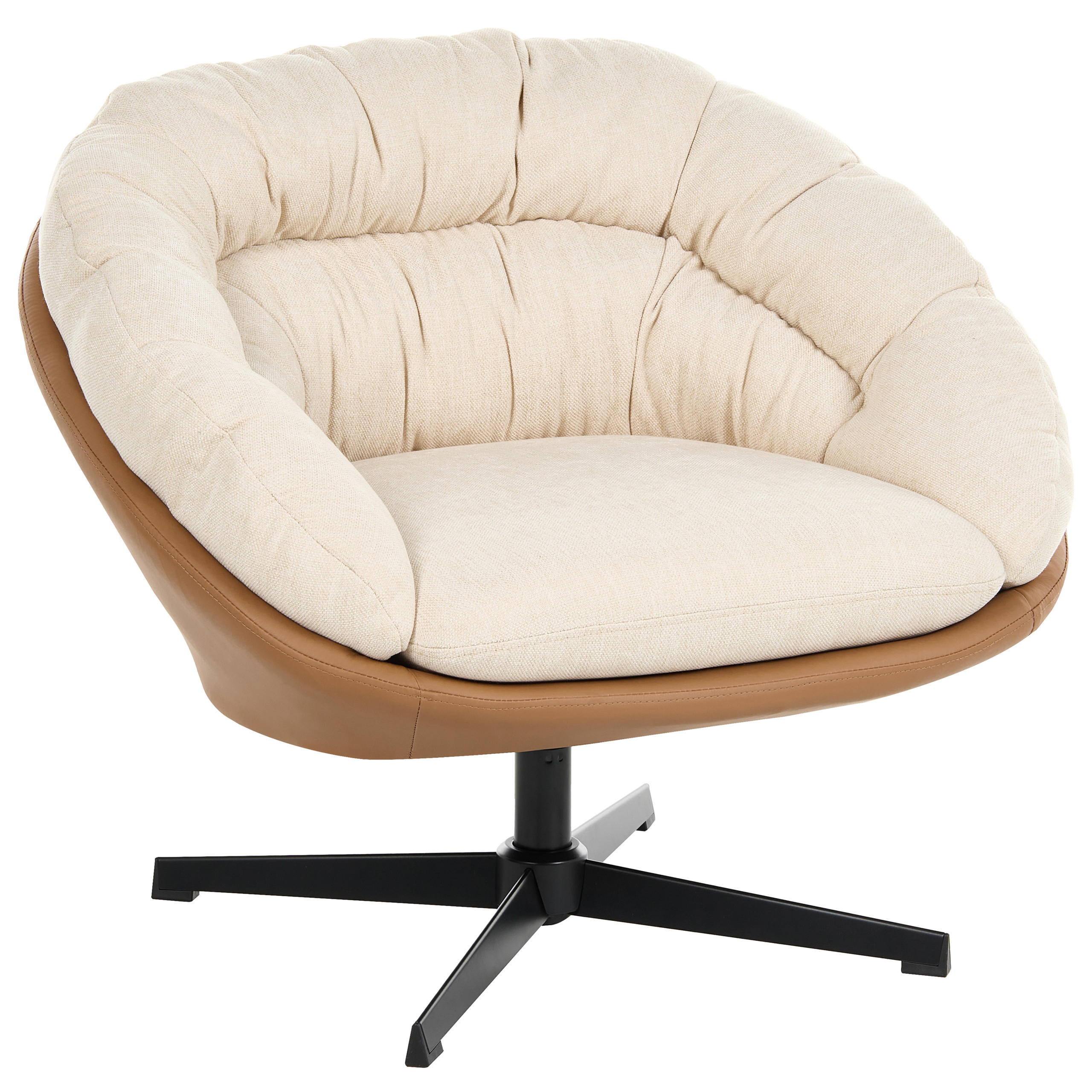Beliani Drehsessel Beige, Schwarz, Braun 85x74x78 cm