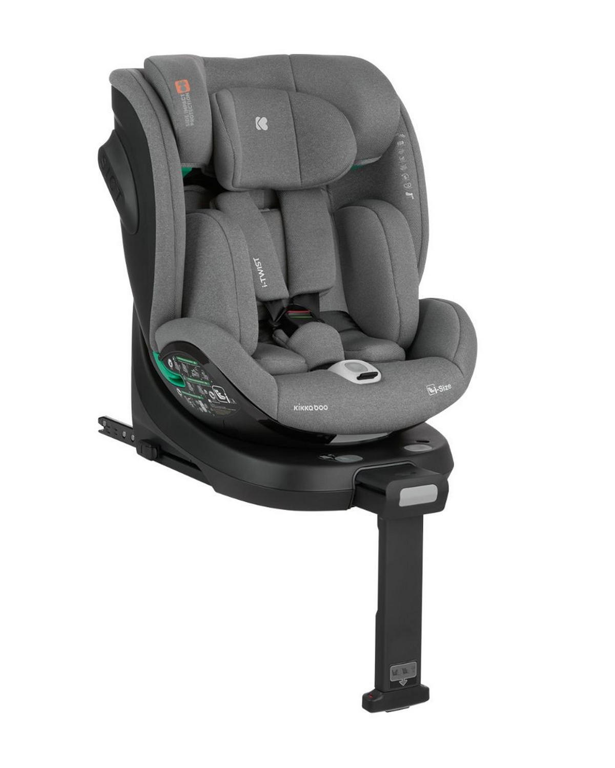 KINDERSITZ i-Twist i-Size dunkelgrau (40-150 cm) Gruppe 0+/1/2/3 Stützbein Isofix - Grau, Kunststoff (43/62/55cm) - Kikka boo