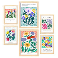 POSTER Set Mit 6 Freude A3 & A4 Rahmen Aus Hellem Holz - Beige, Papier (29/3cm) - Nacnic