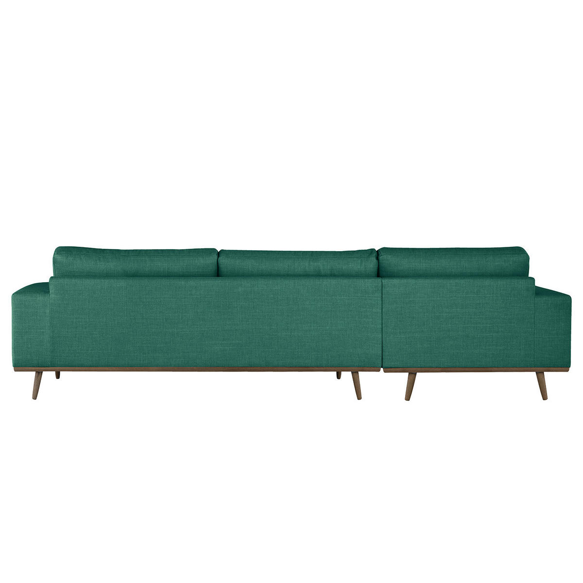 ECKSOFA mit Longchair - Dunkelgrün/Eichefarben, Eichenholz/Textil (281/153cm) - home24