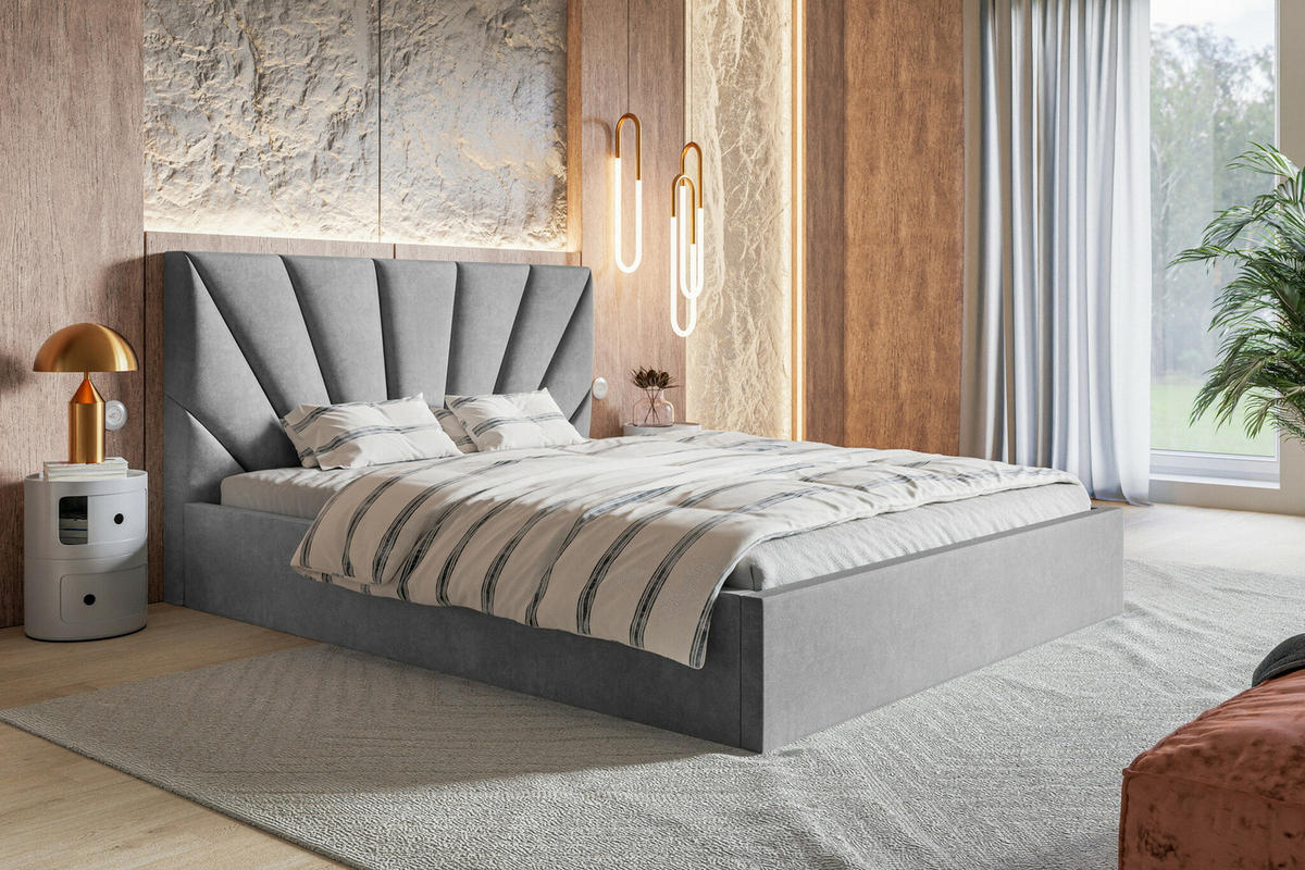 POLSTERBETT 140 x 200 cm Aris, Bettkasten, Lattenrost, Hellgrau - Hellgrau, Holz/Textil (140/200cm) - Emporius