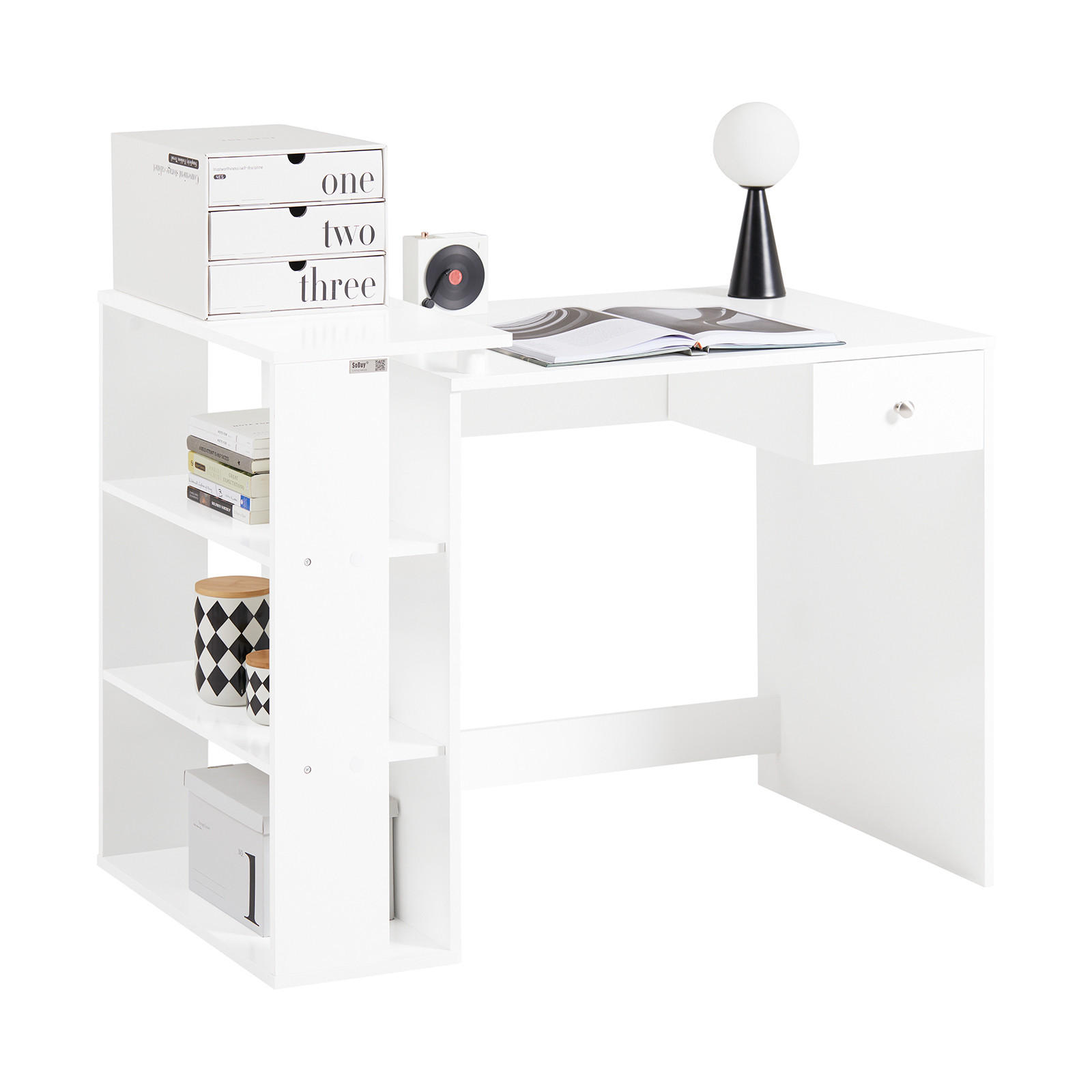 BIROU compact cu sertar și rafturi integrate