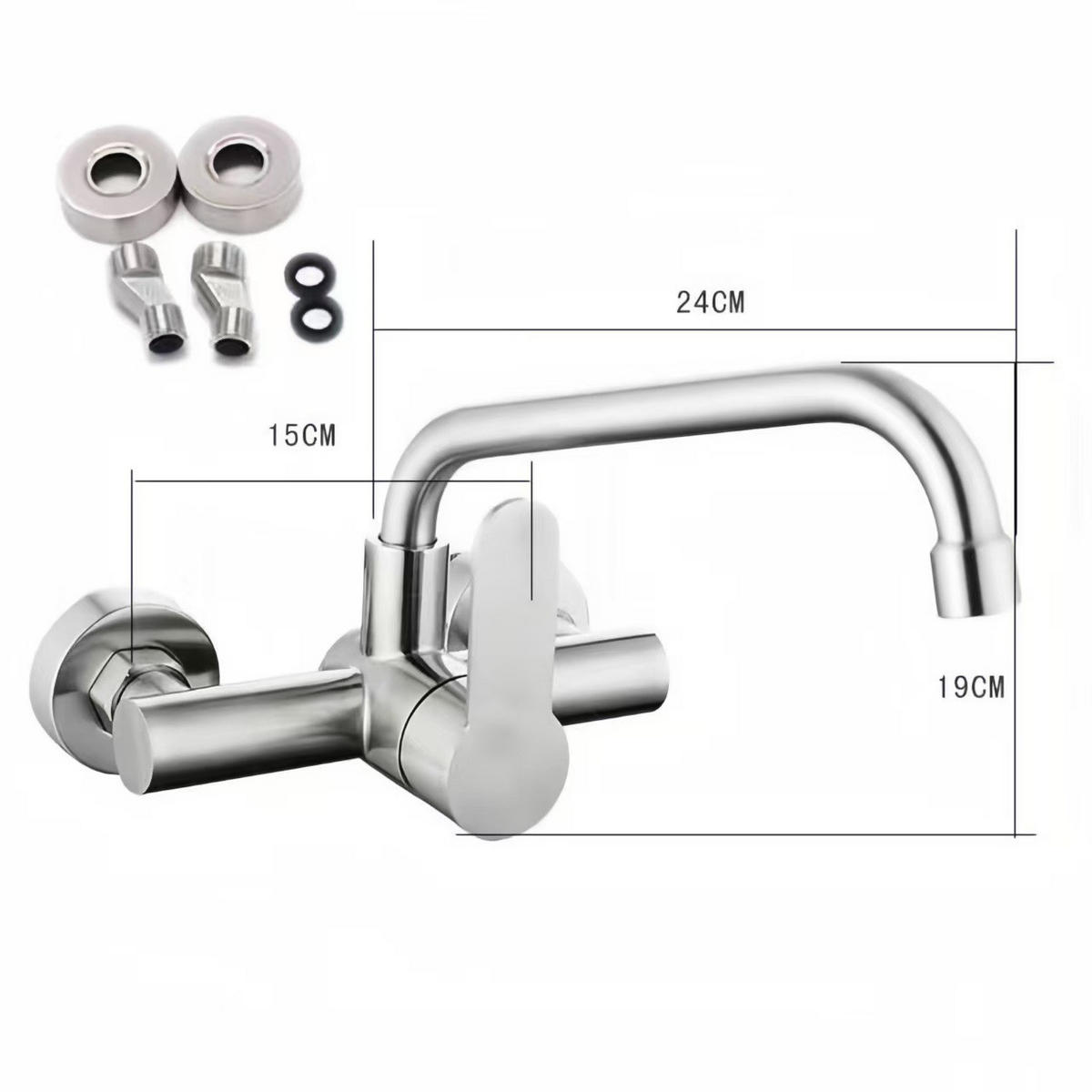 WANDARMATUR，GEBÜRSTETER, gebogener , 190 x 180 x 330 mm - Silberfarben, Metall (19/33/18cm) - Vallsero