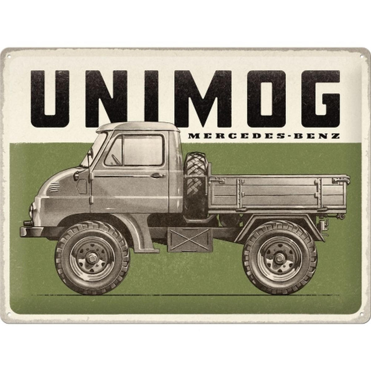 BLECHSCHILD 30/40 cm Daimler Truck Unimog Vintage - Multicolor, Metall (40/30/0.2cm) - Nostalgic-Art