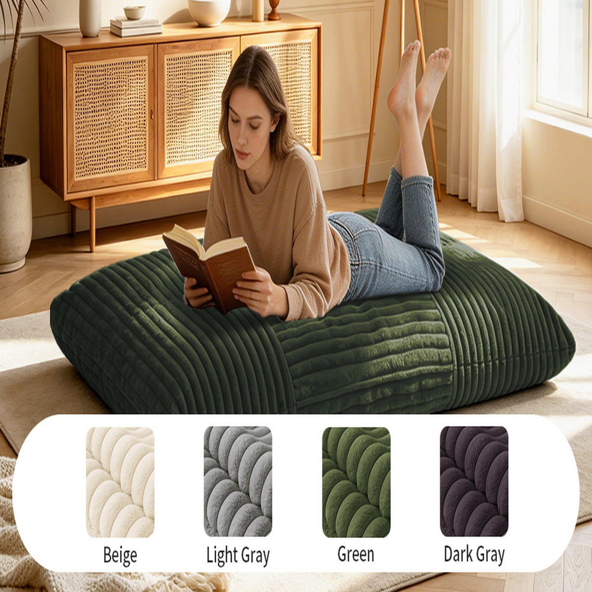 SITZSACK Stoffmaterial 180 x 125cm waschbar - Grün, Textil (125/26/180cm) - Raelunyi
